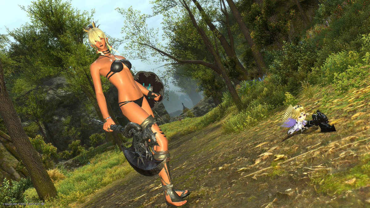 bikini_arks's tweet photo. 闘獣練特2盤、2回目の挑戦で突破成功。最強装備で魔獣をそれなりに育成していたけれど、回復アイテム運に恵まれず、ギミックミスも多くちょっと苦戦。ラストバトルは魔獣が全滅したので、生身で殴り合ってどうにか押し切った。報酬は私とお揃いの斧を装備した可愛いらしいミニオン。#FF14 #褐色 https://t.co/pcoHZLGpT3