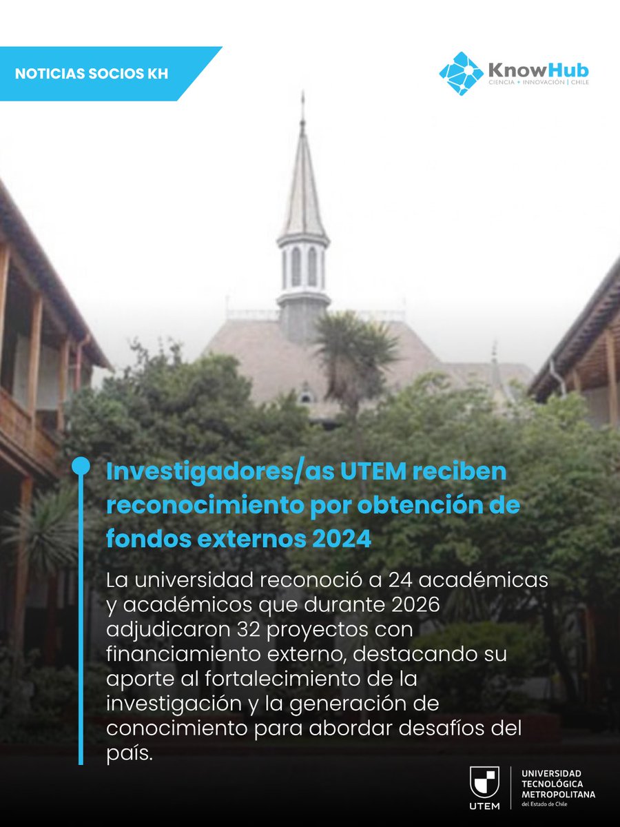 KnowHubChile's tweet photo. 📌 @utem | La universidad reconoció a 24 académicas y académicos que durante 2026 adjudicaron 32 proyectos con financiamiento externo, destacando su aporte al fortalecimiento de la investigación.

Lee la noticia: https://t.co/vDkcYYujdY

(9/10) https://t.co/Us0sONvlvO