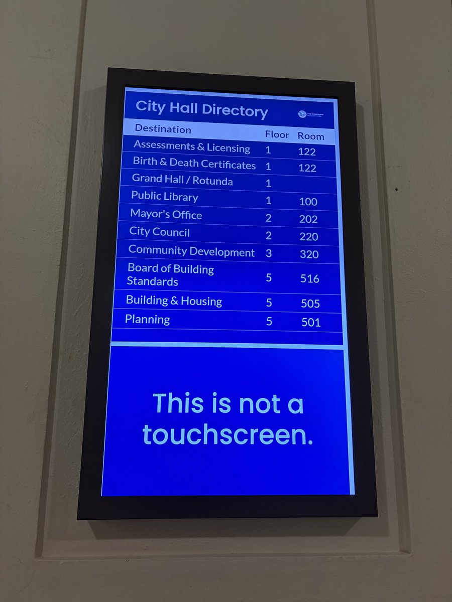 NickCastele's tweet photo. Whatever you do, do not touch the glowing screens at Cleveland City Hall. https://t.co/opO9j2sdKG