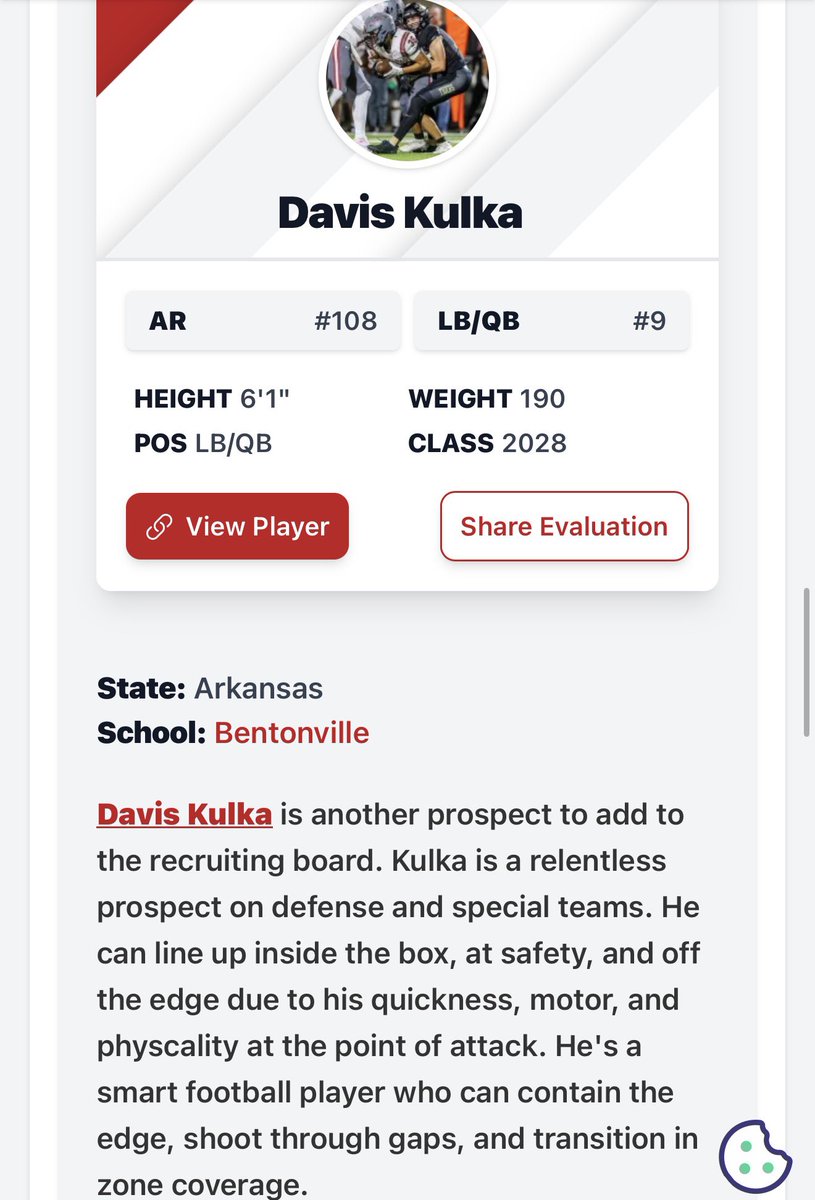 DavisK14855327's tweet photo. Thank you @PrepRedzoneAR @PrepRedzone for the shoutout! Gonna keep on working up the rankings! @BvilleFB @BvilleFBRecrui1 @Southwest7v7 @NoLimit7on7 https://t.co/9ForaTUy8K