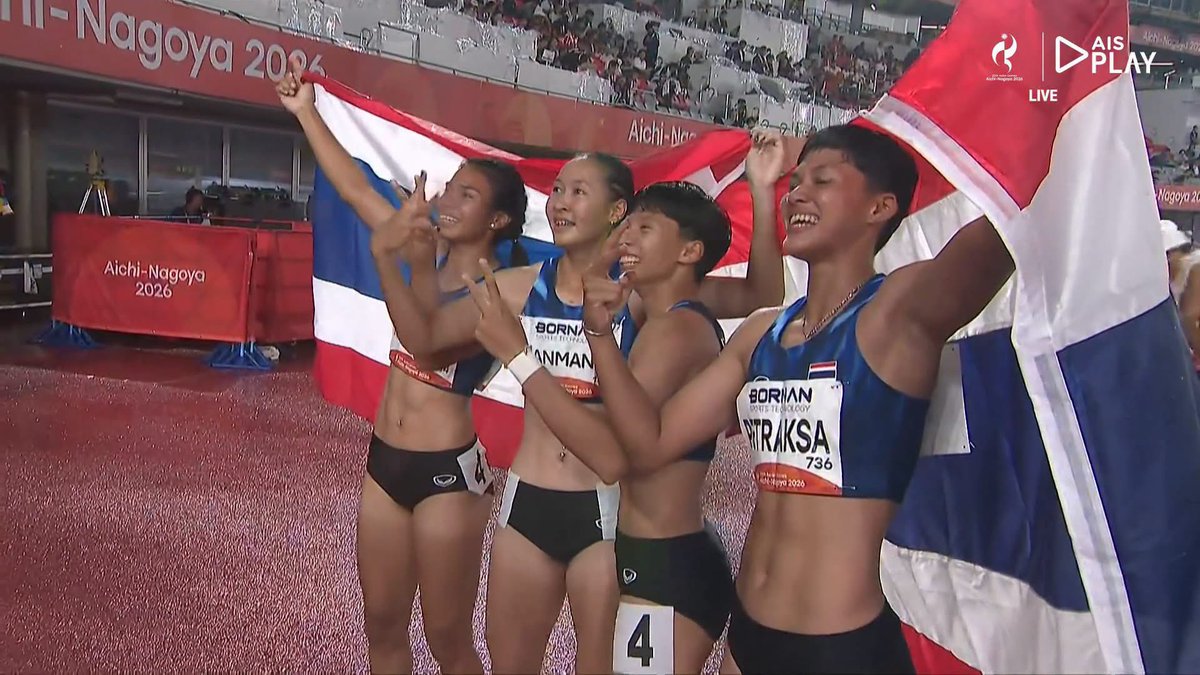 lisaxarm's tweet photo. วิ่ง 4x100 เมตร (หญิง) (รอบชิงชนะเลิศ)

ทีมไทย 🇹🇭คว้าเหรียญ เงิน 🥈 ได้สำเร็จ

#เอเชียนเกมส์2026 #AsianGames2026 https://t.co/VeVjJ0wjF2
