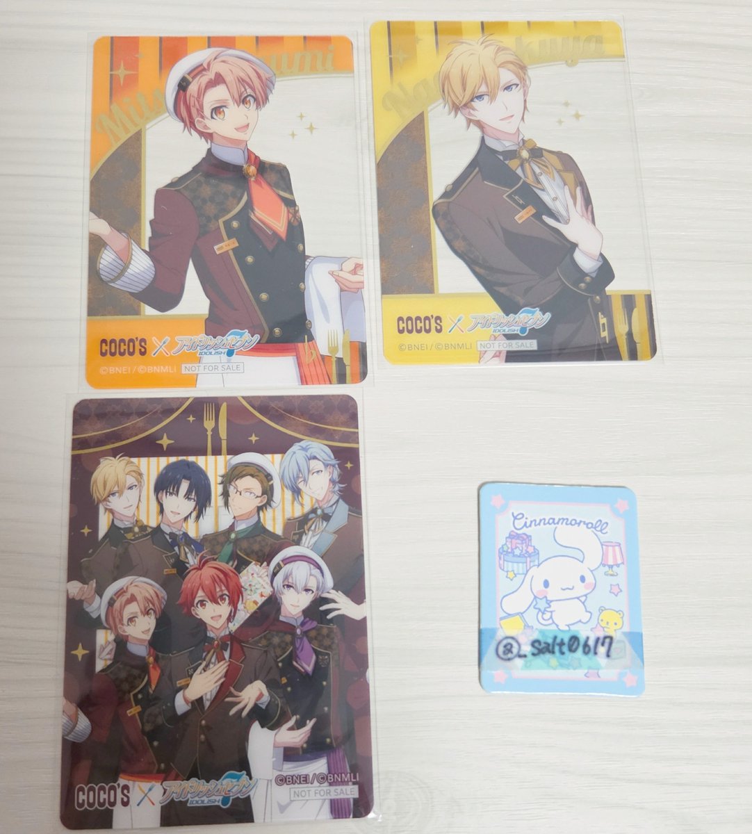 _salt0617's tweet photo. アイナナ ココス コラボ 特典 クリアカード クリカ 第3弾

譲▶︎
三月、ナギ、IDOLiSH7(全員集合)

求▷

mezzo メッゾ、環 (第2弾＞第1弾) ＞一織

集合はmezzoとの交換 https://t.co/JePWwAZTJw