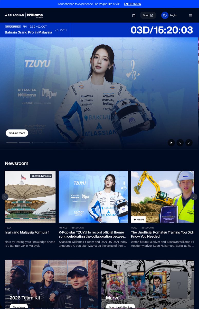 twicelit's tweet photo. Williams F1 website is also updated with Tzuyu on the main page 🏎🏎
🔗https://t.co/ih8Pt2DxqS

#WilliamsxTzuyu #TZUYU #쯔위 #ツウィ #子瑜 #TWICE #트와이스 @WilliamsRacing https://t.co/0Q3PwhebtA