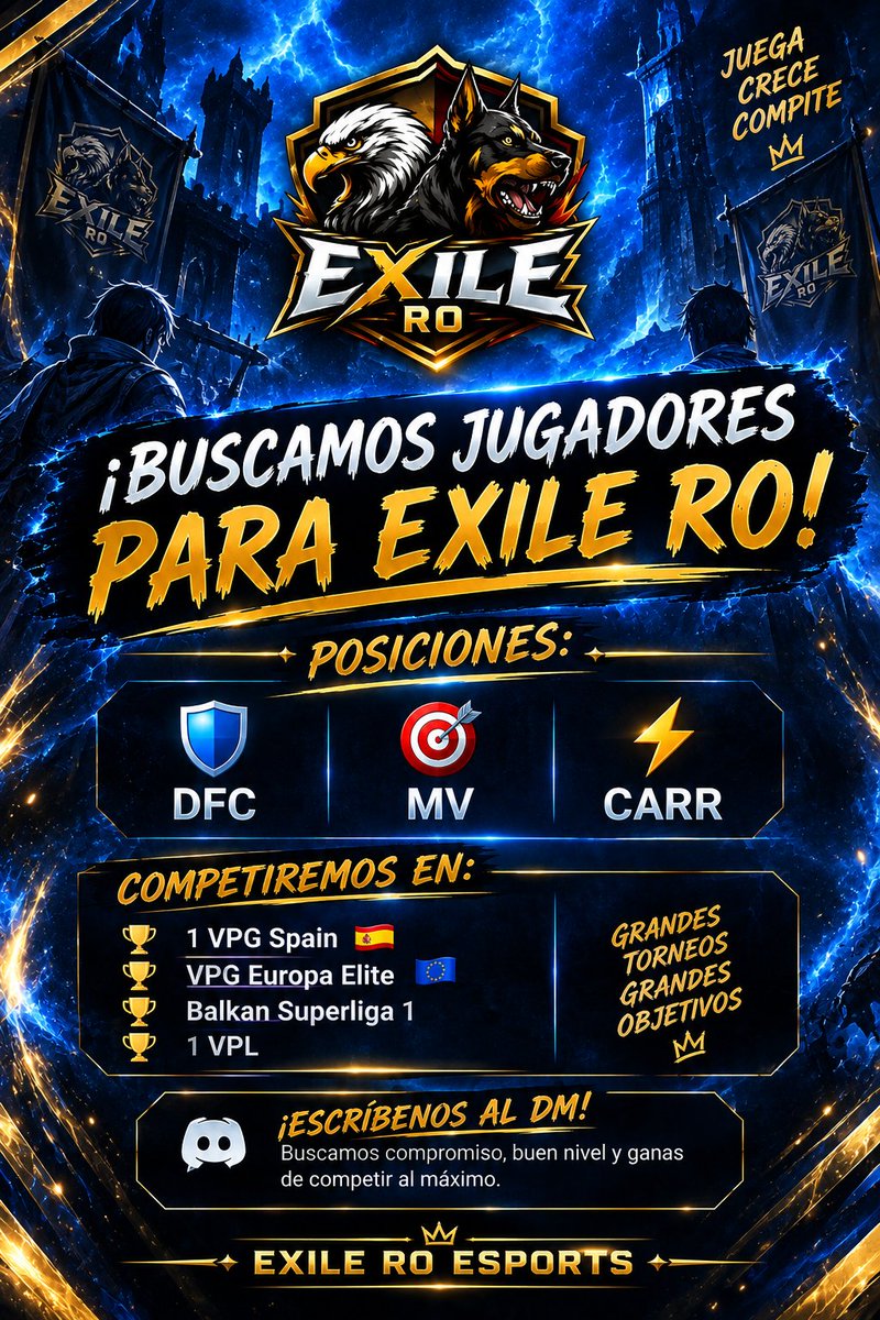 ExileRoEsportss's tweet photo. ¡Interesados, DM! 📬 https://t.co/cFO0j3kLGY
