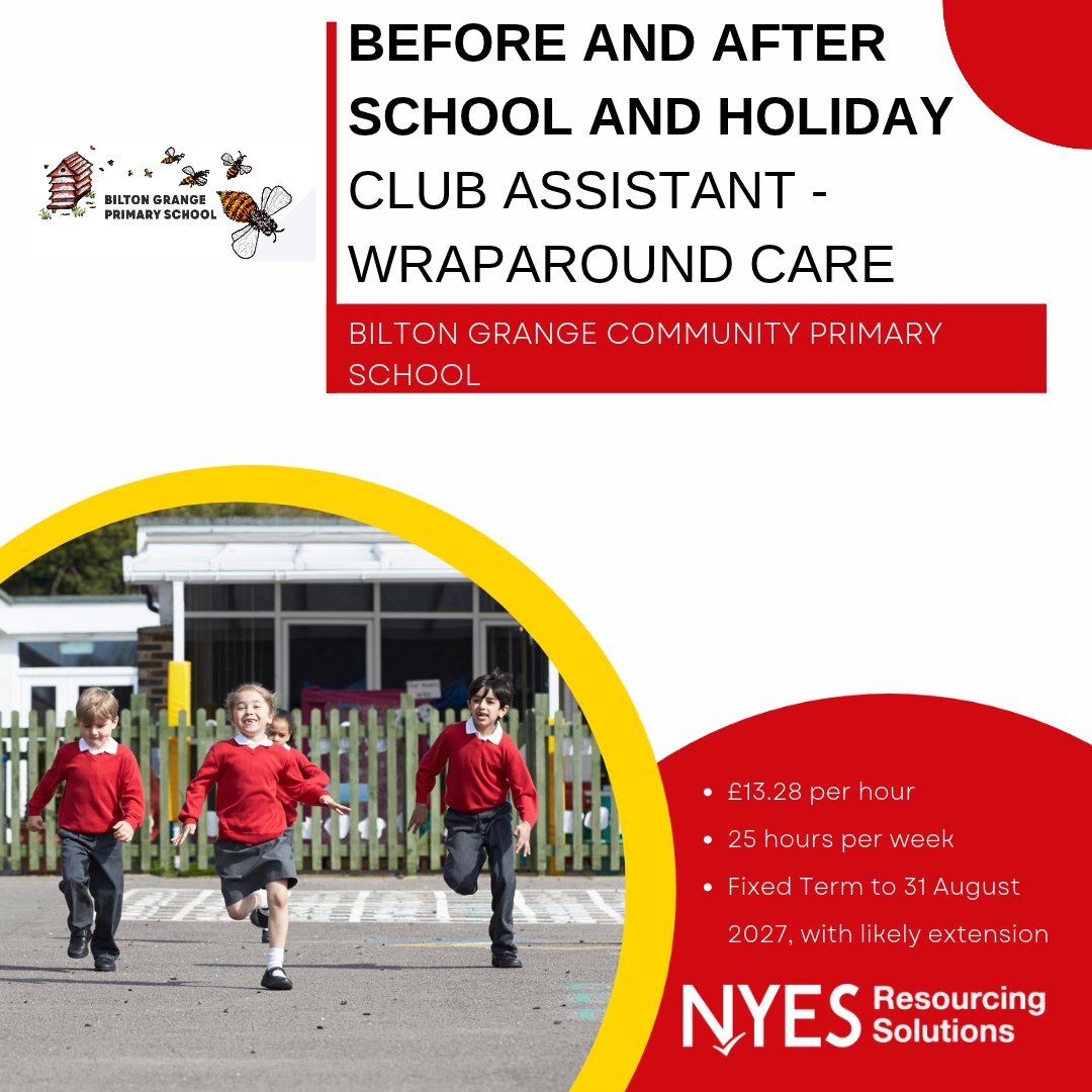 NYESResourcing's tweet photo. Could you help create a fun, safe and exciting environment where children can thrive before and after the school day?
Apply now! https://t.co/u1GBQbTToH
#WraparoundCare #BreakfastClub #AfterSchoolClub #HolidayClubJobs #ChildcareJobs #HarrogateJobs #SchoolJobs https://t.co/YP3LN9j3Mo