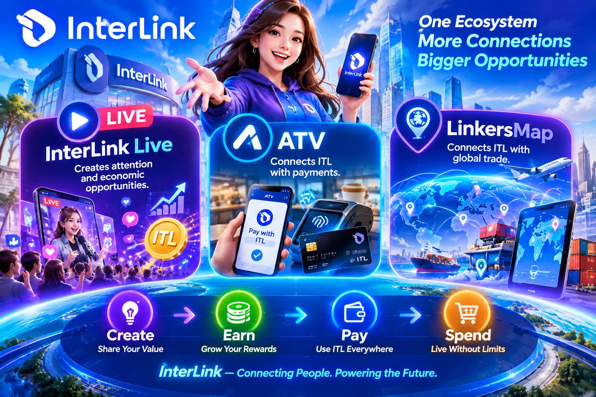 Interlink43011's tweet photo. What can you do with InterLink Network?

It's more than just holding tokens!
✨Live: Stream &amp; Earn rewards
✨Pay: Scan ATV QR for daily purchases
✨Shop: Trade products on LinkersMap

A complete digital economy right in your pocket!

#InterLink #ITL #ITLG #ATV #Linkersmap https://t.co/3tlxW60m0y