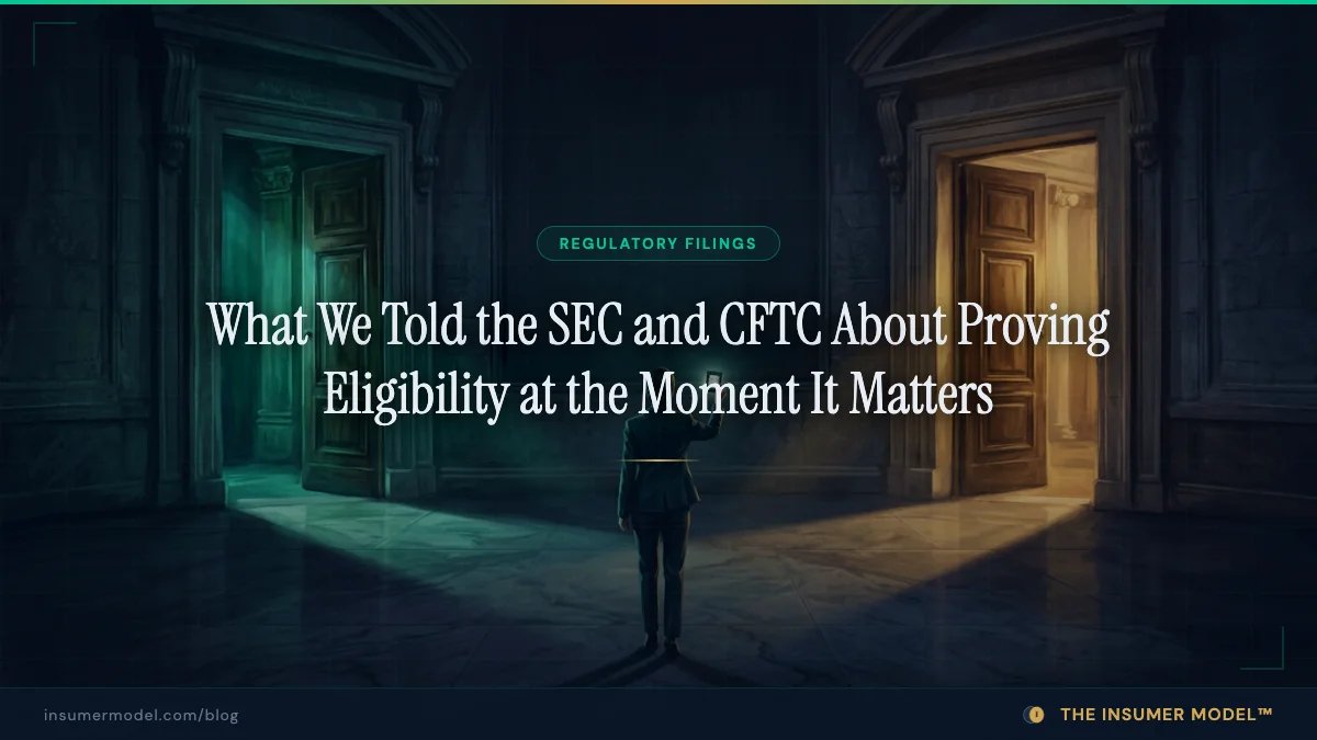 TheInsumerModel's tweet photo. When software trades for a customer, the question isn't whether it was authorized once. It's whether its authority was still in force at the trade, and whether a signed record can prove it five years later. What we told the CFTC and SEC: https://t.co/XdYpwwXLL6