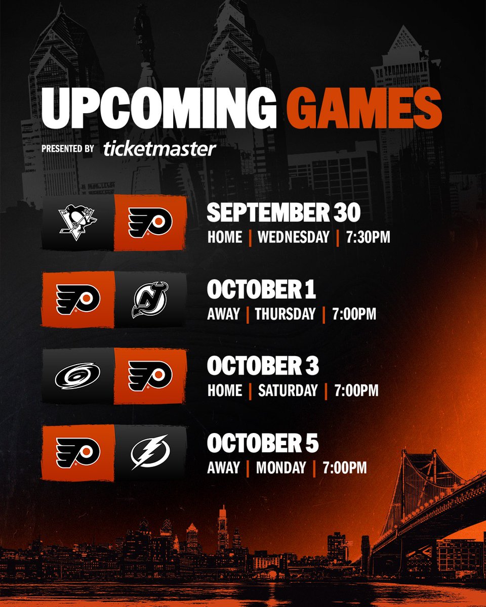 NHLFlyers's tweet photo. 🗣️ REGULAR SEASON STARTS THIS WEEK! 

#LetsGoFlyers | @Ticketmaster