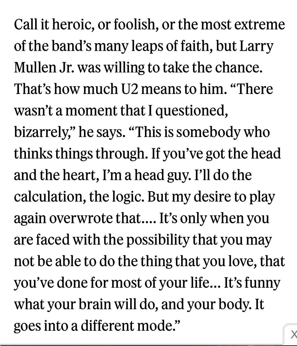 hiattb's tweet photo. Larry Mullen, Jr. told me he risked paralysis to rejoin U2 – that’s how much the band means to him. https://t.co/XK8X3L7cK7