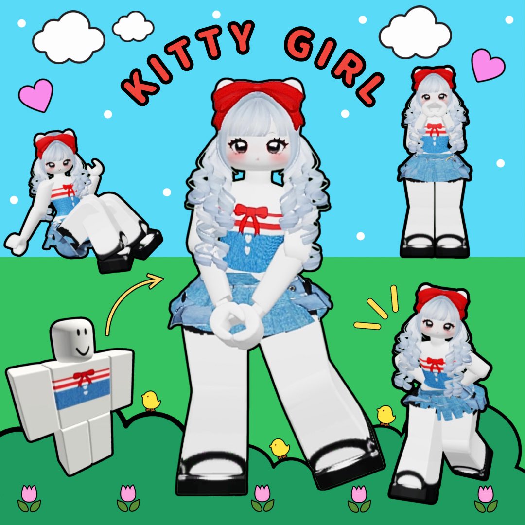 yuuu_783's tweet photo. Made a top inspired by Heisei Retro Kitty! 
The collage was also made with a retro Kitty aesthetic❤️💙

レトロキティちゃん可愛い♡⌯⦁ ◦ ⦁⌯🎀

⁠#Roblox #RobloxArt #RobloxAvatar⁠ https://t.co/gU01qDpXa6