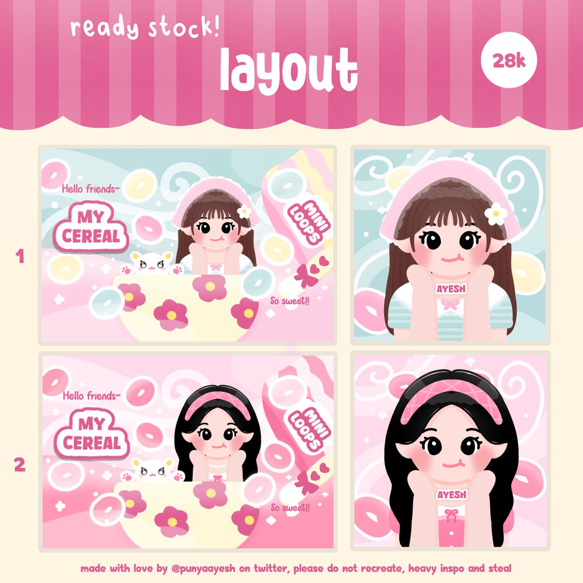 punyaayesh's tweet photo. bantu retweet? terima kasih 🫶🏻

hayyii gucyy~ 😋 me membawa 7 layout chibi bisa yang dijemput melalui dm/wa yapp

free retext
avail resize/bundling qr deco, wallpaper, wm dan sticker

aku open by request jugaa, met jajankk iaa ⭐👀  

#bealanja https://t.co/rcefQAdV2w