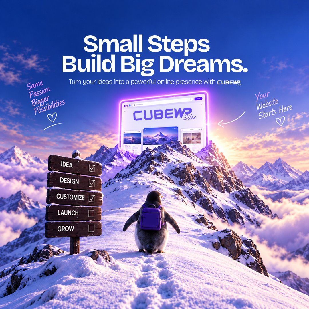 cube_wp's tweet photo. Small steps build big dreams. 🐧
Idea → Design → Customize → Launch → Grow. Your website starts here.
👉 https://t.co/P3fBuiBmYg

#CubeWP #WordPress #WordCampUSA #SaaS #NoCode #wcus https://t.co/VwyxGkqpGS