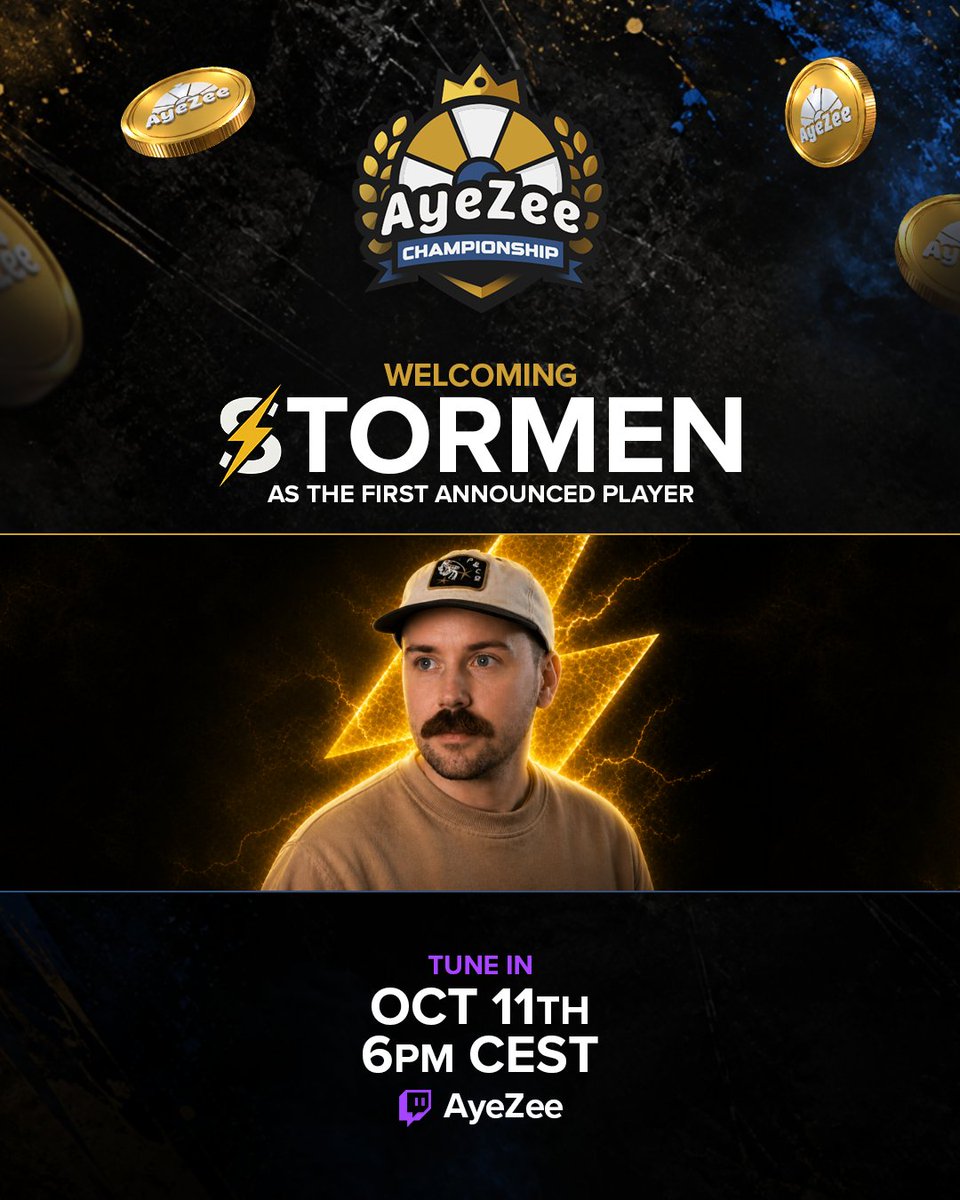 AyeZee's tweet photo. We have some good news 🥳

@stormentv decided to join the fun for our $25K tournament which will take place on the 11th October 6PM CEST!  

The GOAT returns 🐐