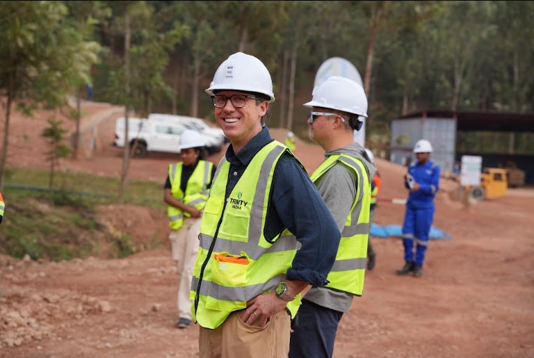 USAmbRwanda's tweet photo. Chargé d’affaires, a.i. John Armiger joined @Trinity_Metals for its first blast ceremony at Musha Mines to mark a milestone in modernization and supply chain resilience. U.S.-backed companies like Trinity help mark the shift from aid to trade, fueling jobs, growth and prosperity. https://t.co/OzpcbqStTV
