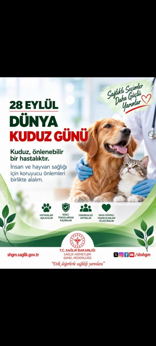 egirdirdh's tweet photo. Kuduz, gerekli önlemler ve zamanında müdahale ile önlenebilir bir hastalıktır. Hayvanların düzenli aşılanması ve riskli temas sonrası vakit kaybetmeden sağlık kuruluşuna başvurulması, kuduzdan korunmada büyük önem taşır.
.#DünyaKuduzGünü https://t.co/J3WWeDZ414