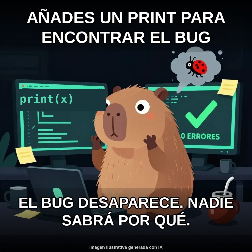 CapriniDev77's tweet photo. El bug desaparece en cuanto añades un print para encontrarlo. Ese es el único framework que nunca falla 😩🔍 https://t.co/BIu1eMkUZx