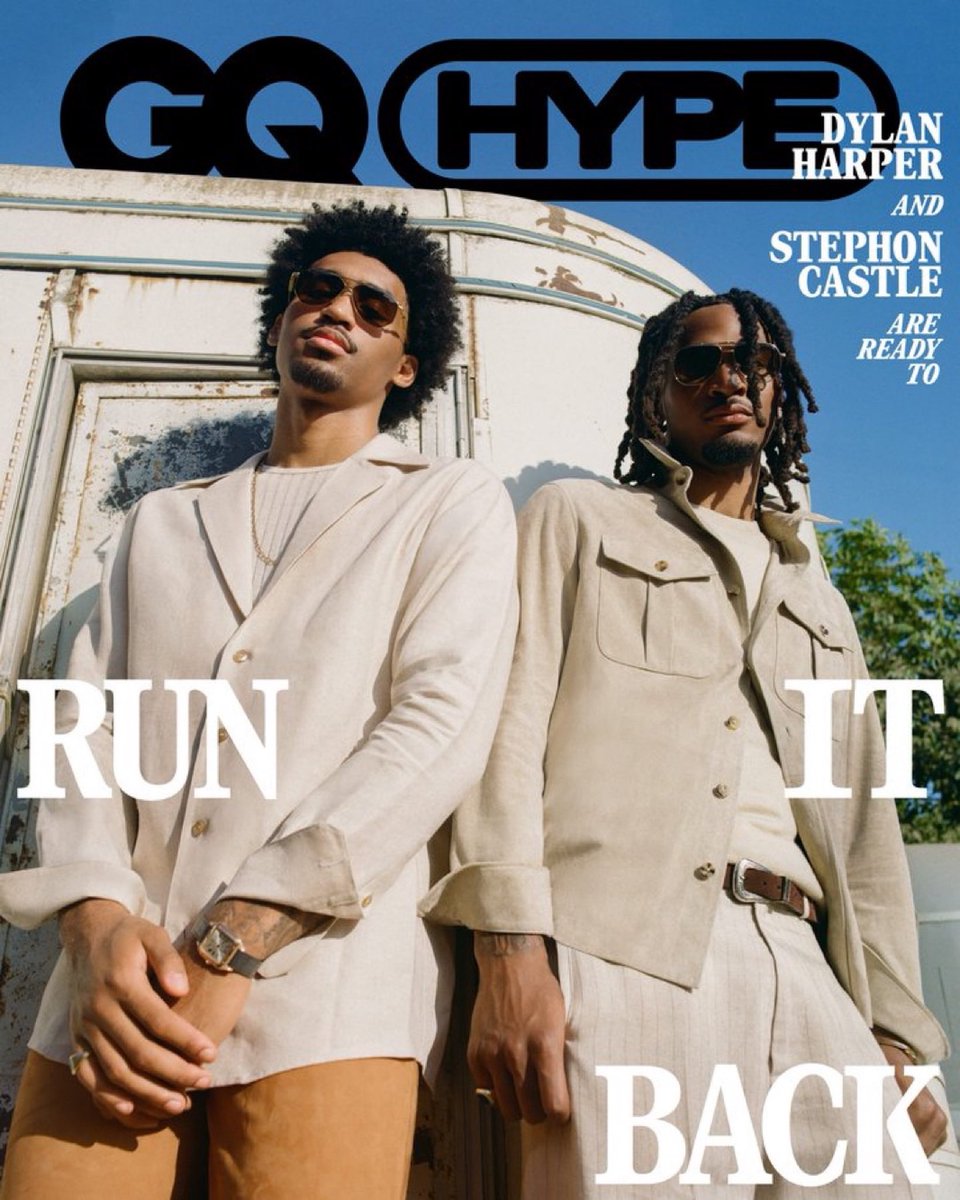 CASTL3_WRLD's tweet photo. Slash bros, Dylan Haper (left) and Stephon Castle (right) for the cover of “GQ HYPE” ahead of today’s Spurs media day #PorVida https://t.co/vltvJCvU57