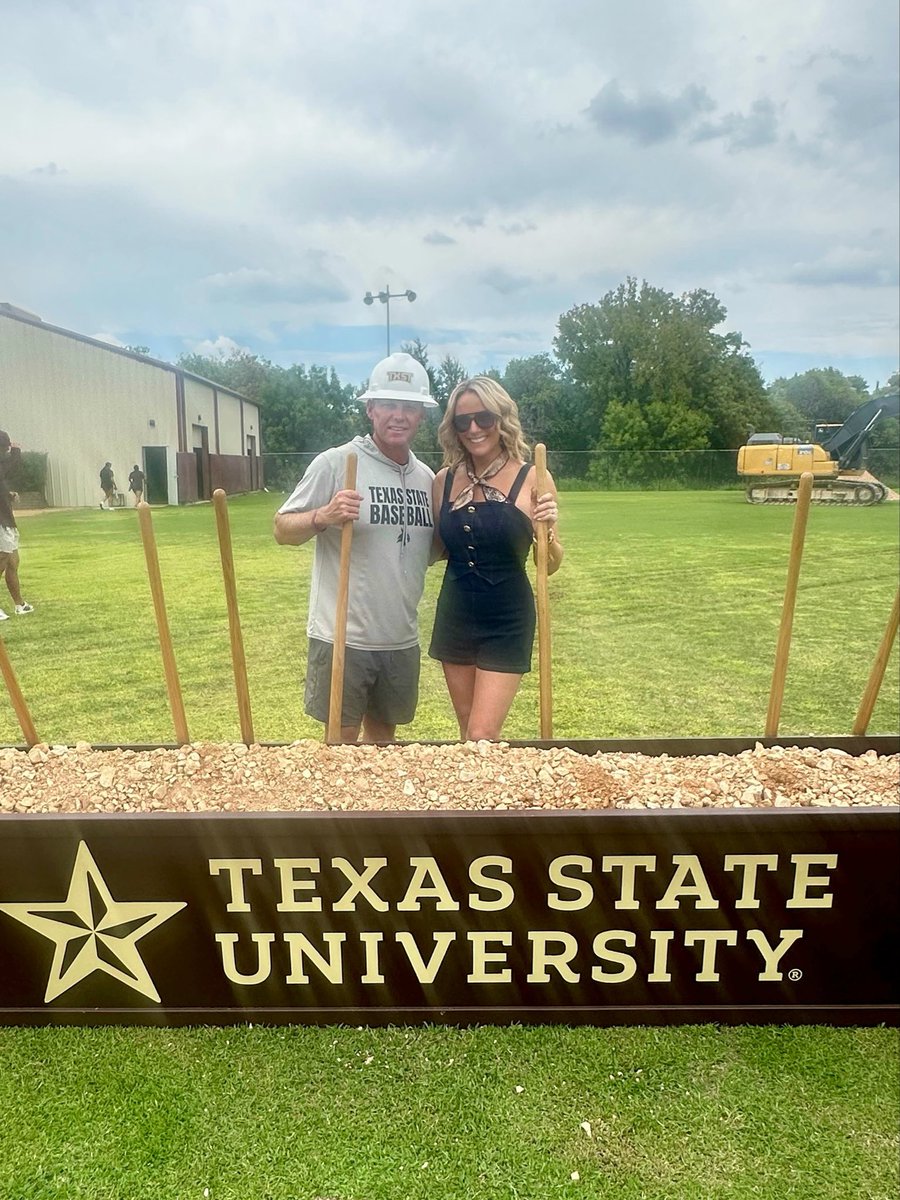 trouty16's tweet photo. The future is Now!!! Saturday we had our official groundbreaking for @TxStateBaseball new indoor facility. Three huge cages and three lane pitching lab plus a big plyo wall/warm up area. 11,000 square foot facility to develop our players at the highest level! Let’s go! https://t.co/nemU9mHZCh