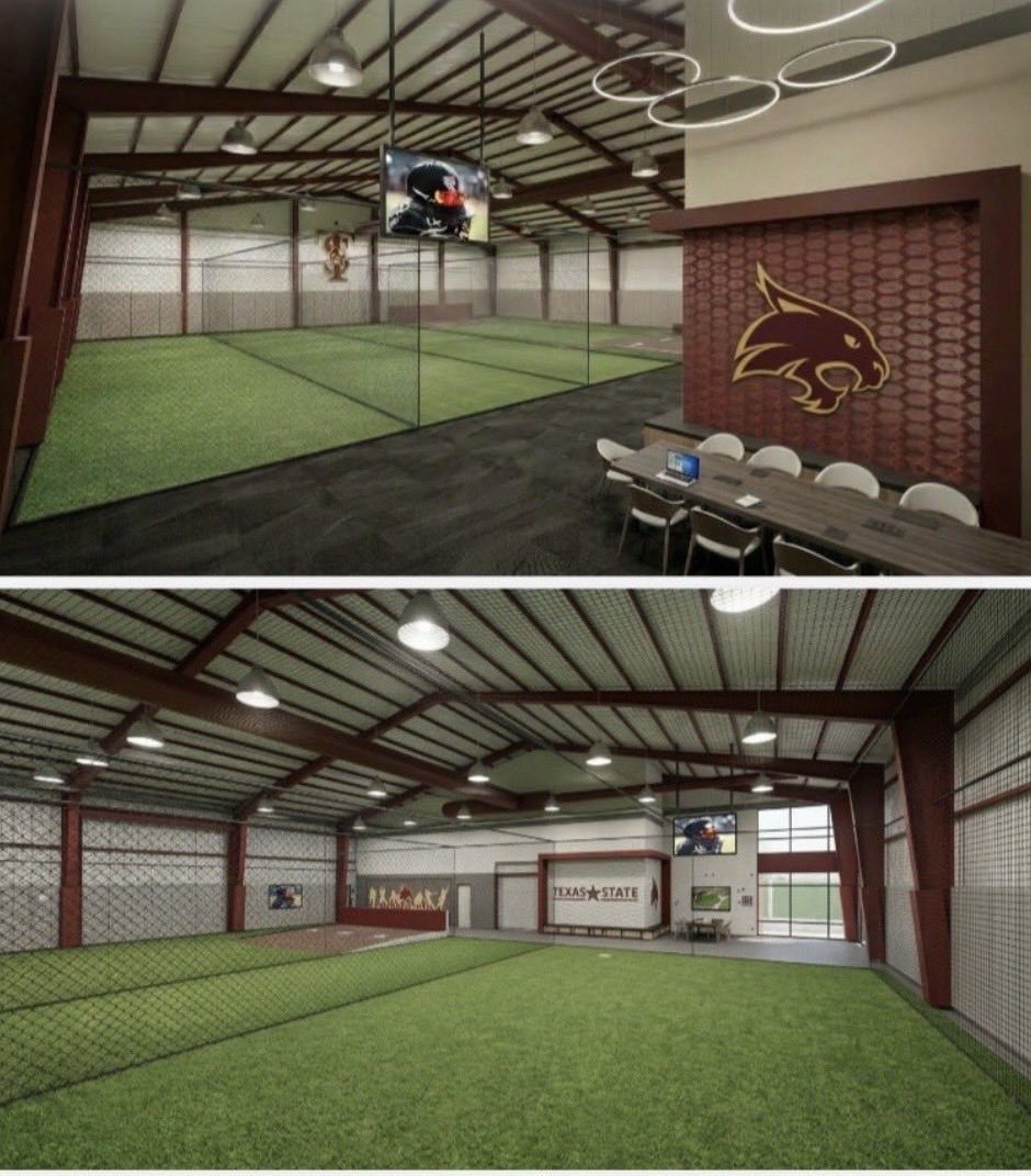 trouty16's tweet photo. The future is Now!!! Saturday we had our official groundbreaking for @TxStateBaseball new indoor facility. Three huge cages and three lane pitching lab plus a big plyo wall/warm up area. 11,000 square foot facility to develop our players at the highest level! Let’s go! https://t.co/nemU9mHZCh