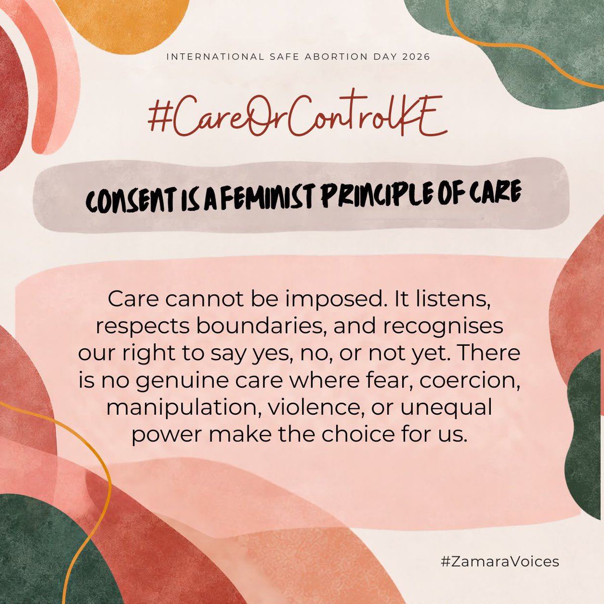 cuteecindy254's tweet photo. Consent means respecting people’s choices, boundaries, and autonomy. It reminds us that care is not control, and love does not give anyone permission to decide for another person. #CareOrControlKE #ZamaraVoices #ConsentMatters https://t.co/xVp97zOGwl