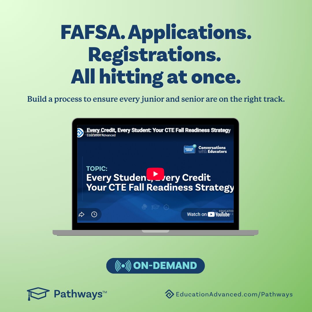 EdAdvanced's tweet photo. October is coming fast. FAFSA, applications, deadlines, all stacked on counselors who are already stretched thin. CTE pathways and credit checks tend to slip when everything else is loud. Here's how to every student on track for every credit this fall. https://t.co/Em21y4ijLb https://t.co/tKTyhIaLEp