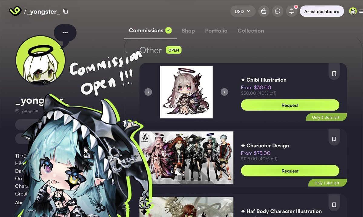 _yongster_'s tweet photo. My VGen commission shop is still OPEN! ✦
NOW ON SALE ♡ And my adoptables are also available! ✧

If you’re interested, come check them out!
https://t.co/MgMYIyAaPr

Retweets and likes are always greatly appreciated. Thank you so much! :3 💚

#Vgen #Vgencommissionㅤ #VgenCommㅤ https://t.co/F36mQK75EI