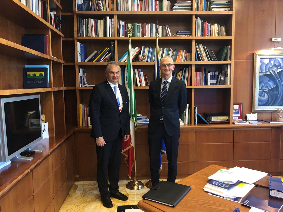 UfMSecretariat's tweet photo. Ahead of the 2nd UfM Ministerial Meeting on Water in Rome, the acting UfM Secretary General Fadi Hajali held a bilateral meeting with the Director General for Development Cooperation at @ItalyMFA_int, @SGatti_IT https://t.co/YUVeiyZy2p