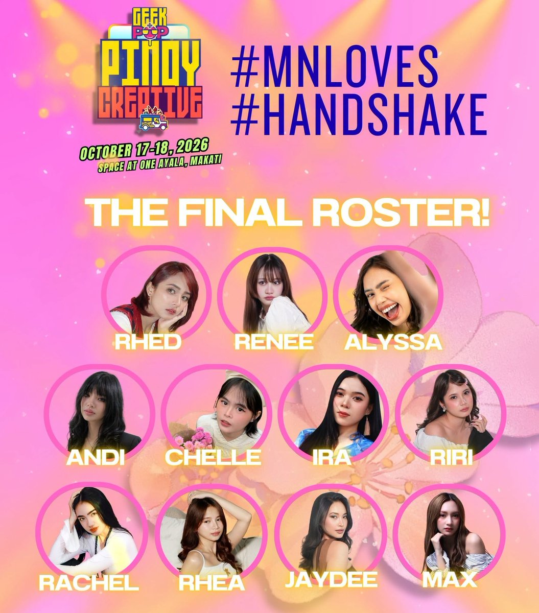 48RequestHour's tweet photo. MNL48 members to hold a final Handshake Event on October 18th and 19th!

https://t.co/YSBdTQX7yY

Participating Members:
Rhed
Renee
Alyssa
Andi
Chelle
Ira
Riri
Rachel
Rhea
Jaydee
Max
Amy
Mirai
Wida
Miyaka
Sarina
Line https://t.co/wnJ1qGeDIW