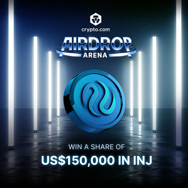 cryptocom's tweet photo. A brand new event is live in Airdrop Arena.

Share in US$150,000 of $INJ rewards by allocating $CRO, plus boost your points to 120% when you purchase and transfer at least 1,500 $CRO into Airdrop Arena.

→ Sep 28 – Oct 28, 2026
→ Not available in all jurisdictions.

Join via the https://t.co/hcDm4vdblb App → https://t.co/BRuB9acUvM