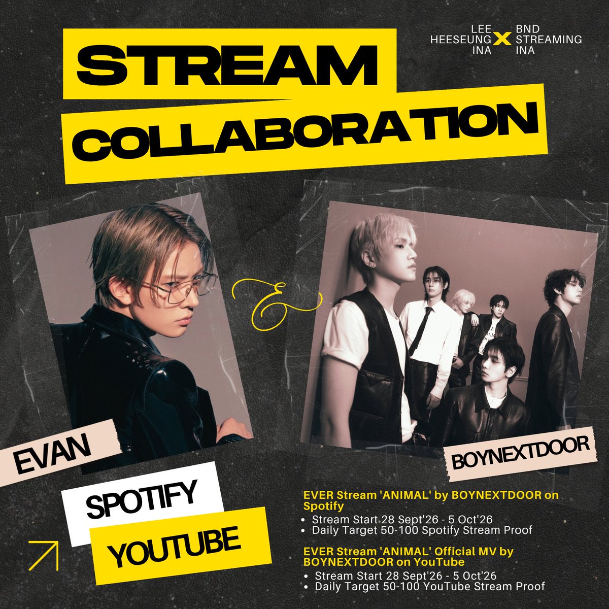LEEHEESEUNG_INA's tweet photo. [📁] D-1 SPOTIFY & YOUTUBE MV STREAM
EVER! Don't forget to drop your streaming proof for 'ANIMAL' by BoyNextDoor here
▶️ MV: https://t.co/eTSMyG1svE
🎵Spotify: https://t.co/zvOTmtWo9k
📁Drop your proof here: https://t.co/uZLBwaOLlv

#에반  #HEESEUNG #희승 @h_evva_n @evan_officialJP