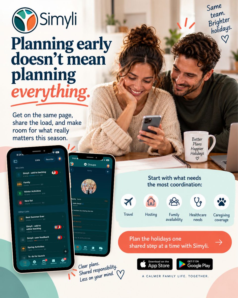 hellosimyli's tweet photo. Planning early doesn’t mean planning everything. 🎄

Get on the same page now, then leave room for the moments that don’t need a spreadsheet. 😉

📲 Plan the holidays one shared step at a time with Simyli. https://t.co/CHt6ibd4jy