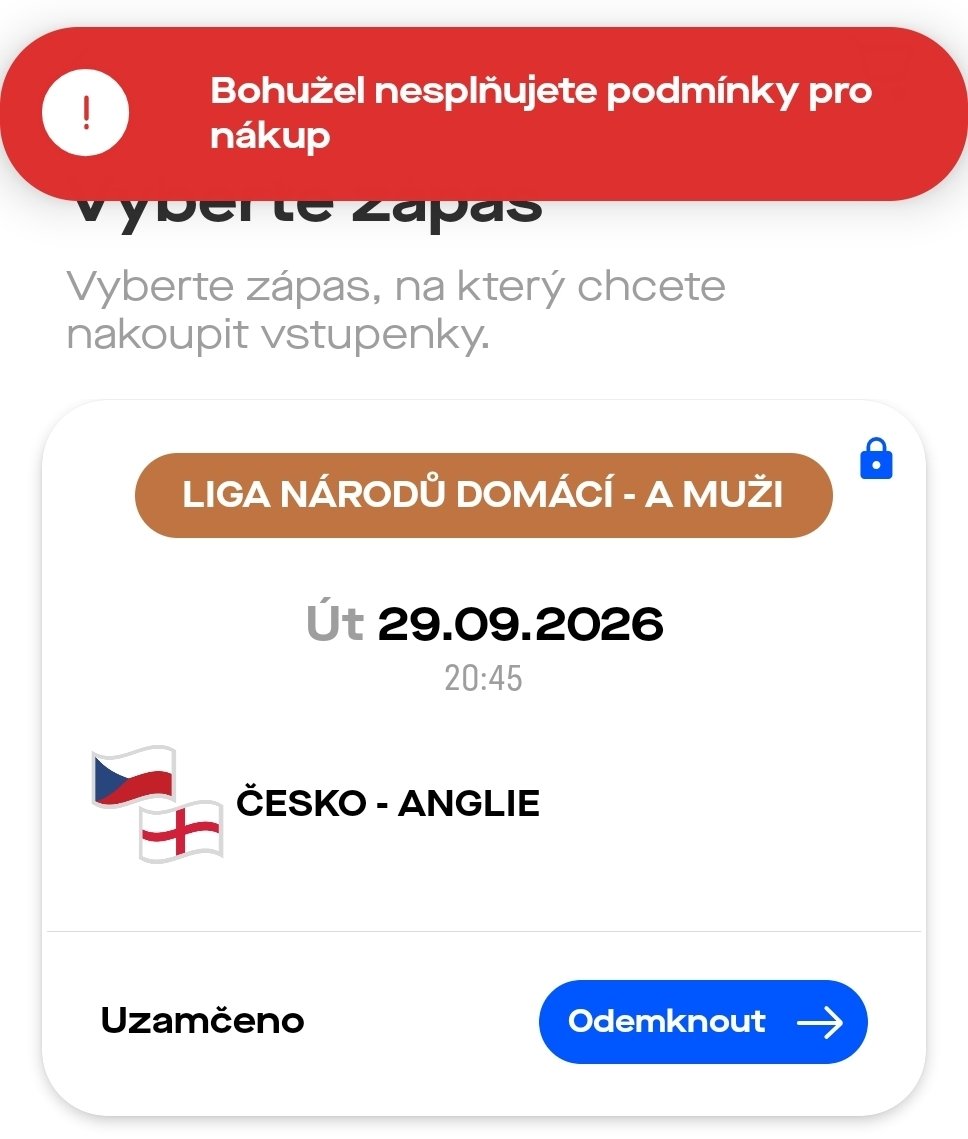 Mambicz's tweet photo. @DestinaceFotbal Rád bych se mrknul, jestli jsou ještě lístky, ale nelze 🤷‍♂️ Nesplňuju podmínky, ale jaké mi už nenapíše... https://t.co/lUOmGEbqAp