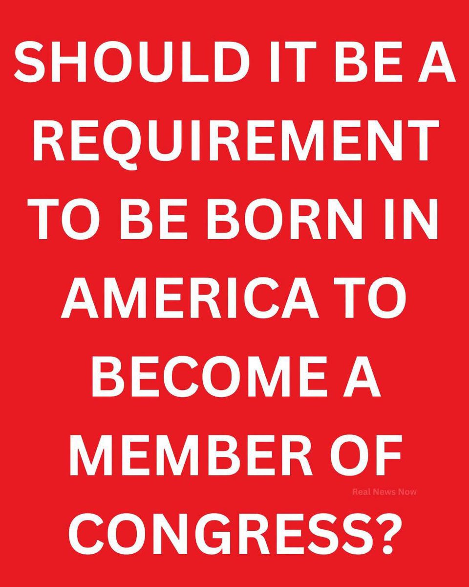 TrumpAccount47's tweet photo. SHOULD IT BE A REQUIREMENT TO BE BORN IN AMERICA TO BECOME A MEMBER OF CONGRESS? https://t.co/YvGnFMla1n