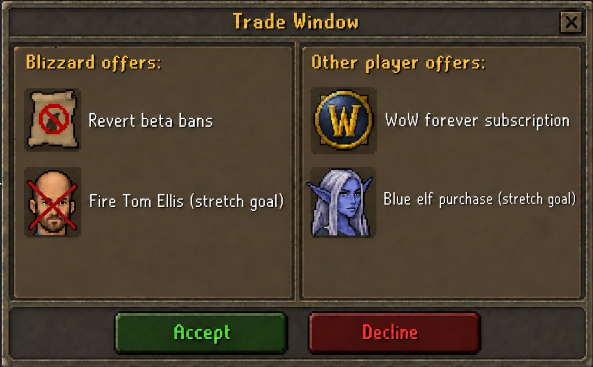 DotaBlitzPicker's tweet photo. @Sines_tra @Monkioh The adult version of this is very simple:
Blizzard as a private organisation can ban anyone for any reason at any time.

I can simply post this and move on, they can accept or decline either way everyone is happy and the free market rolls on. https://t.co/kpJLzi2VTY