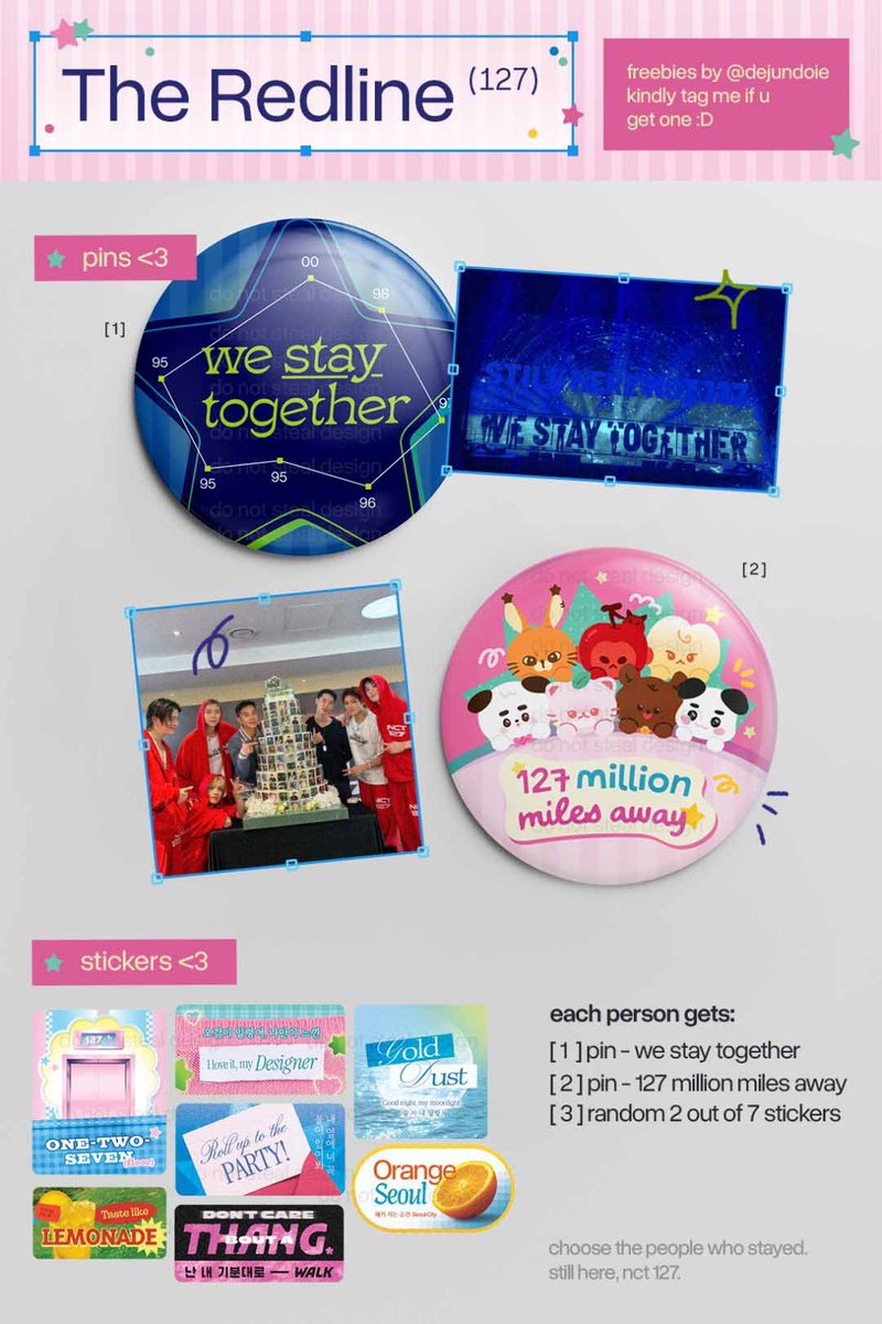 dejundoie's tweet photo. rt &amp; likes are appreciated :D

[the redline freebies by @dejundoie]
we stay together, 
127 million miles away 🌟✈️🌠

just say hi &amp; kindly ask for one! <3
you'll find me carrying dohaeng🍀
📍indo arena, time &amp; place tba
 
#TheRedline_JKT
#THEREDLINE_JAKARTA https://t.co/Z4w7wUmZyV