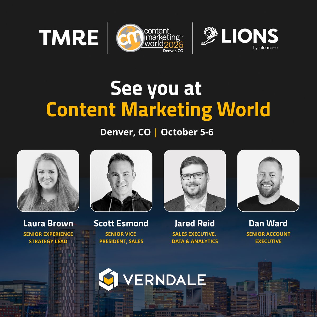 VerndaleTweets's tweet photo. We'll be exhibiting at Content Marketing World in Denver and are excited to share stories, insights and approaches to driving growth through content strategy, experience design, agents, AEO/SEO and so much more.

Come find us in Denver! #CMWorld https://t.co/b3Q9rKQj8y
