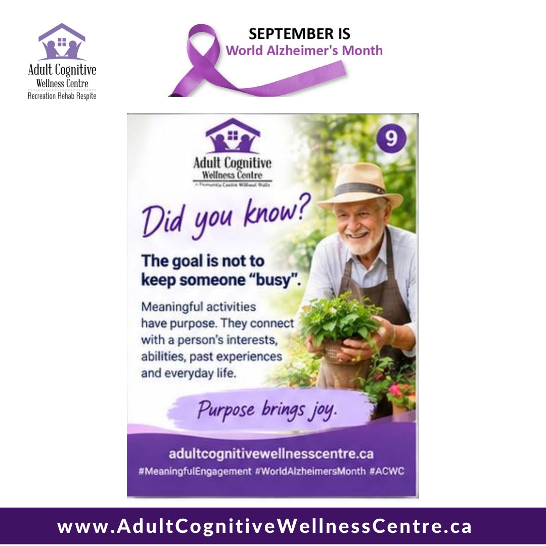AdultCognitive's tweet photo. Don't Do Everything FOR Them
Sometimes helping too much can unintentionally take away independence.
When it is safe, give the person time to participate.
💜 Support success instead of taking over.
#MontessoriForDementia #Independence #ACWP #DementiaCentreWithoutWalls https://t.co/gQIn5Kjan8