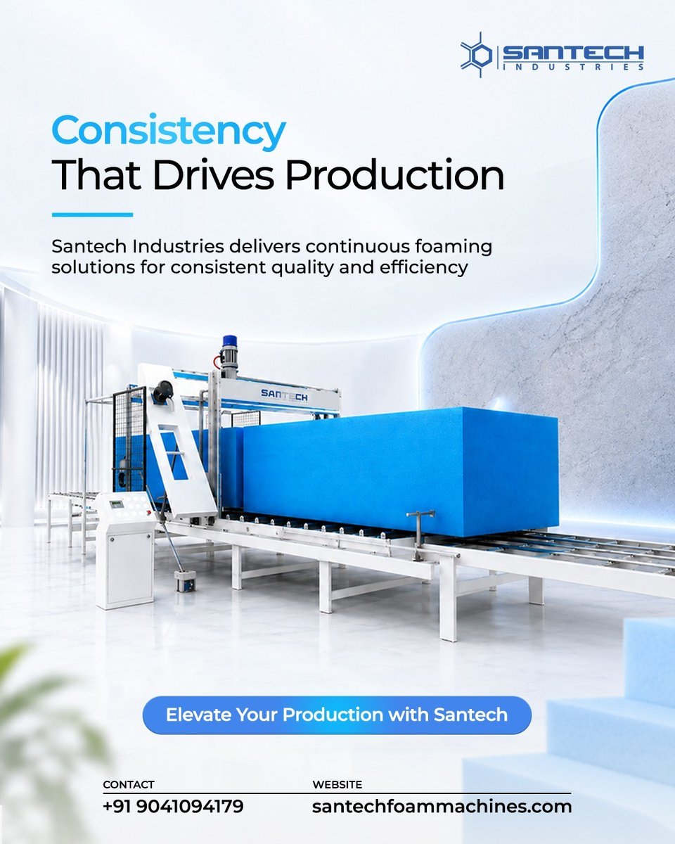 santechindustry's tweet photo. Consistency in every layer, efficiency in every process.

Santech Industries delivers advanced continuous foaming solutions designed to help manufacturers.

Explore our foam manufacturing solutions:
🌐 https://t.co/DVuaj2xfzd

#FoamManufacturing #FoamMachines #IndustrialSolutions https://t.co/DdQqnUY83d