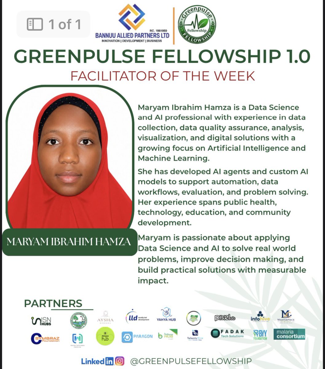 Bannuu_A_Partnr's tweet photo. Meet our First Week and Second Week Facilitators Ibrahim Yunus and Maryam I. Hamza as they guide our fellows through another engaging and insightful sessions.

Our fellows are ready to learn, participate, ask questions, and make the most of the sessions.

#greenpulsefellowship https://t.co/cCdHchzuLY