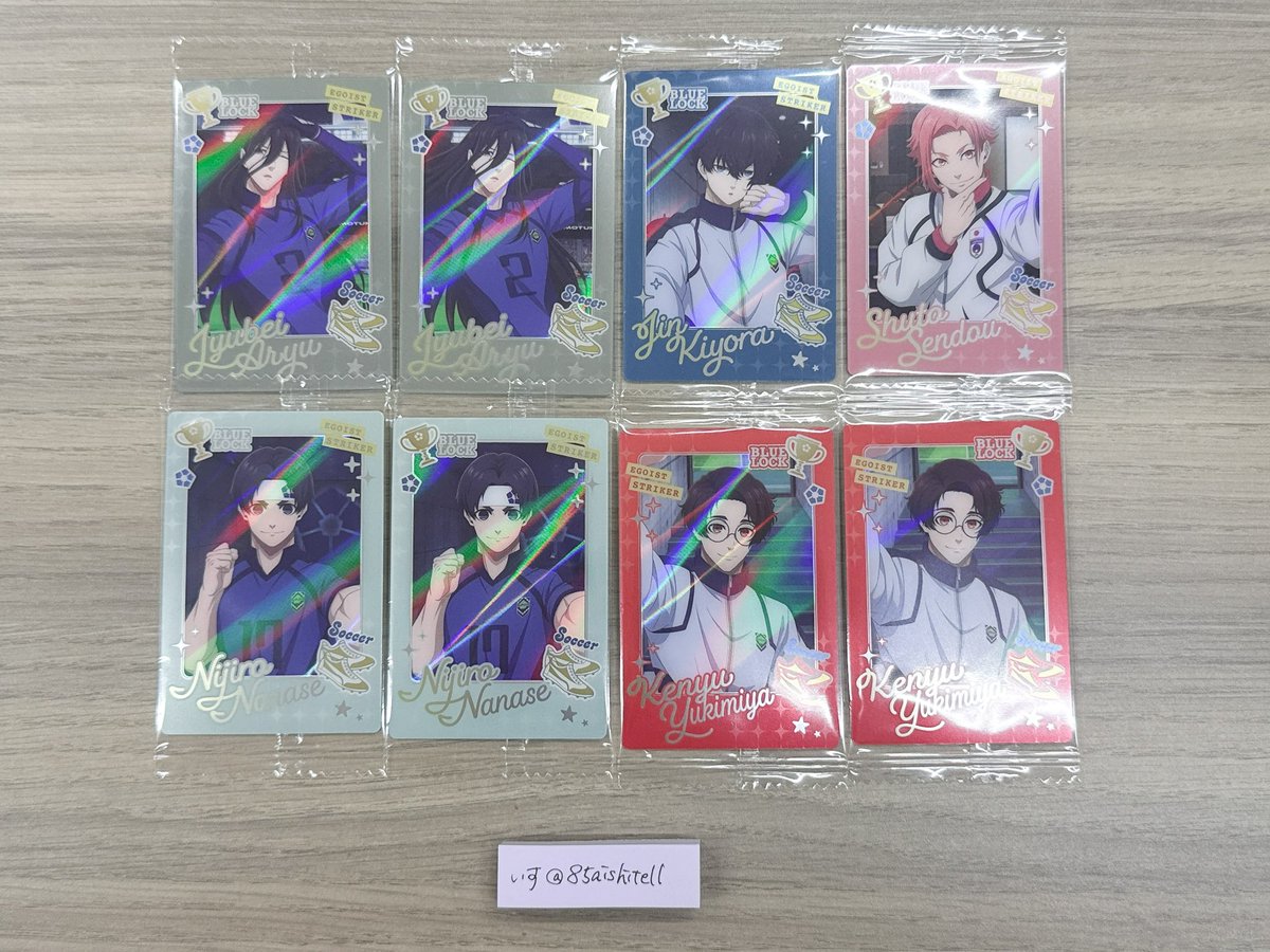 85aishitell's tweet photo. 【交換】 ブルーロック ウエハース

譲：潔世一 ☆凪 氷織 御影玲王 乙夜 ☆凛 千切 蜂楽 蟻生 清羅 閃堂 七星 雪宮
求：3枚目國神錬介

・10月2日昼仙台駅手渡し
・1枚目は2枚目含む交換※☆は無印2枚~含

お声がけお待ちしております🍀︎

 #椅子の取引 https://t.co/dvExrp8mTr