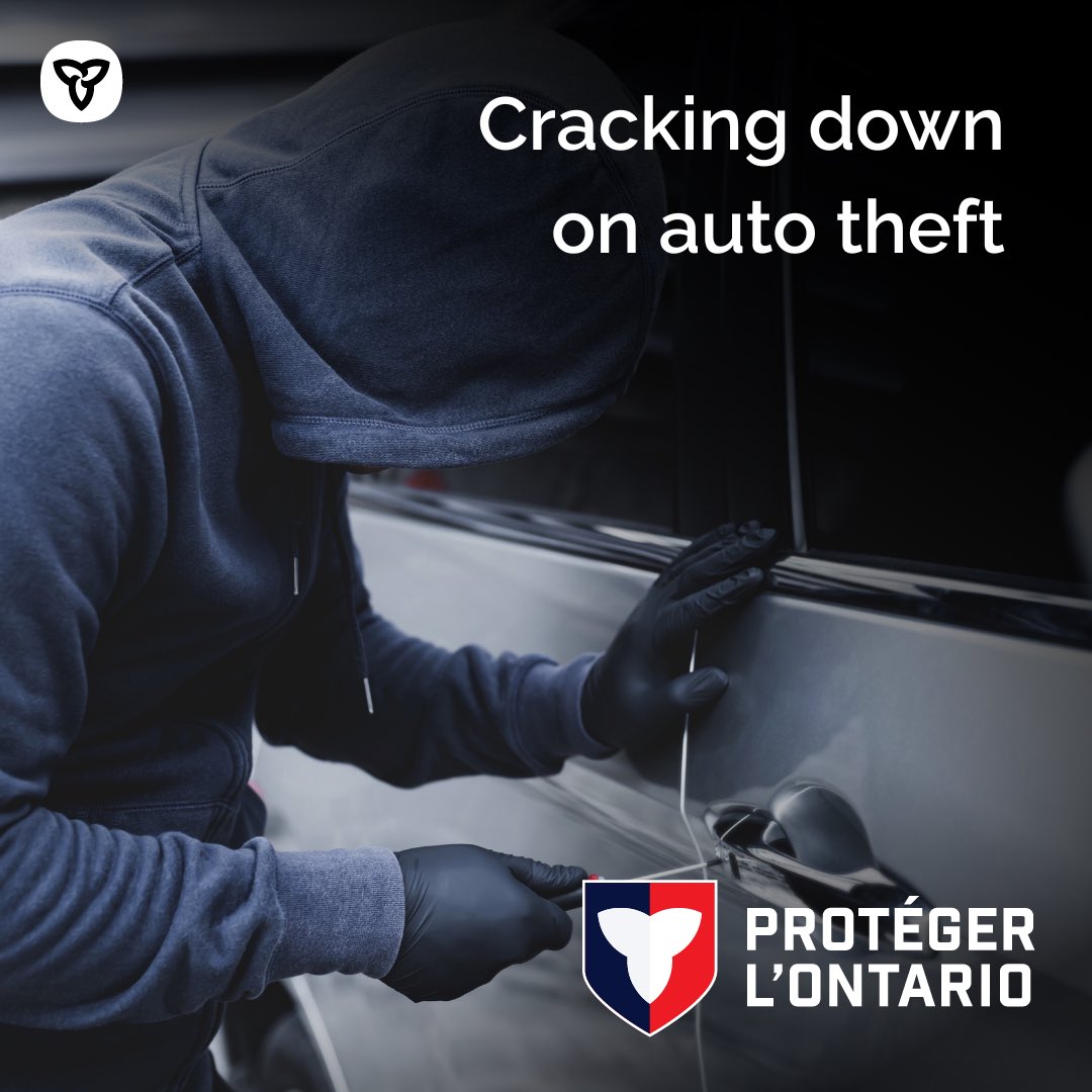 RaymondChoPC's tweet photo. Auto theft is down in Ontario, but we’re not letting up.

Our government is investing an extra $6 million to give police tools and resources they need to pursue organized criminals, disrupt auto theft networks and protect Ontario communities.

Learn more: https://t.co/xzgCSXJRU9 https://t.co/3DKMHovobC