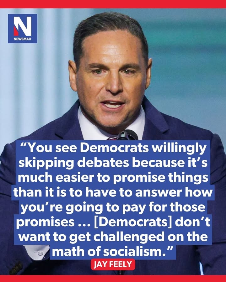 NEWSMAX's tweet photo. DEBATE DODGE: Arizona GOP congressional candidate Jay Feely told NEWSMAX that Democrats are skipping debates because “it’s much easier to promise things” than to explain how they will pay for them. https://t.co/hNEHTQmkj6