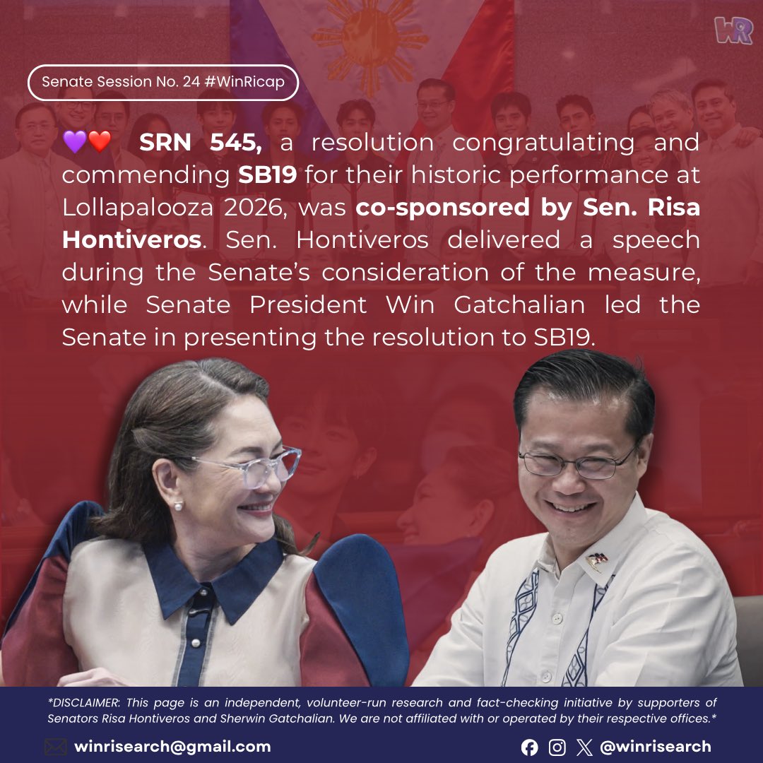 WinRisearch's tweet photo. Senate Session No. 24 #WinRicap
Sila N—
Find out what WinRi did at the plenary today. The Senate’s Mowm and Dawd kept the floor in check. 💜❤️
#WinRi #RisaNa2028 https://t.co/6kjGG2zlfF