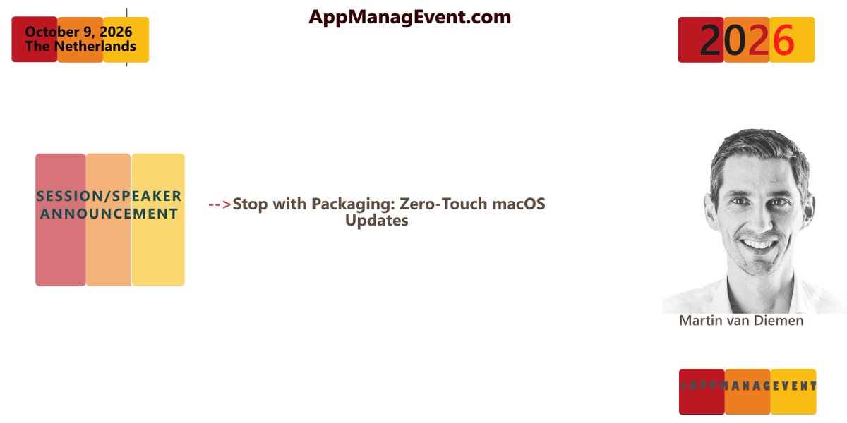 appmanagevent's tweet photo. 1,600+ macOS apps, fully automated updates, zero manual packaging.

@MartinvanDiemen from AppCatalog shows how in a live demo at AME2026.
Come and join his session on October 9 in Jaarbeurs Utrecht.

#AppManagEvent #macOS #AppCatalog #EndpointManagement https://t.co/Jm8kyvlWTk