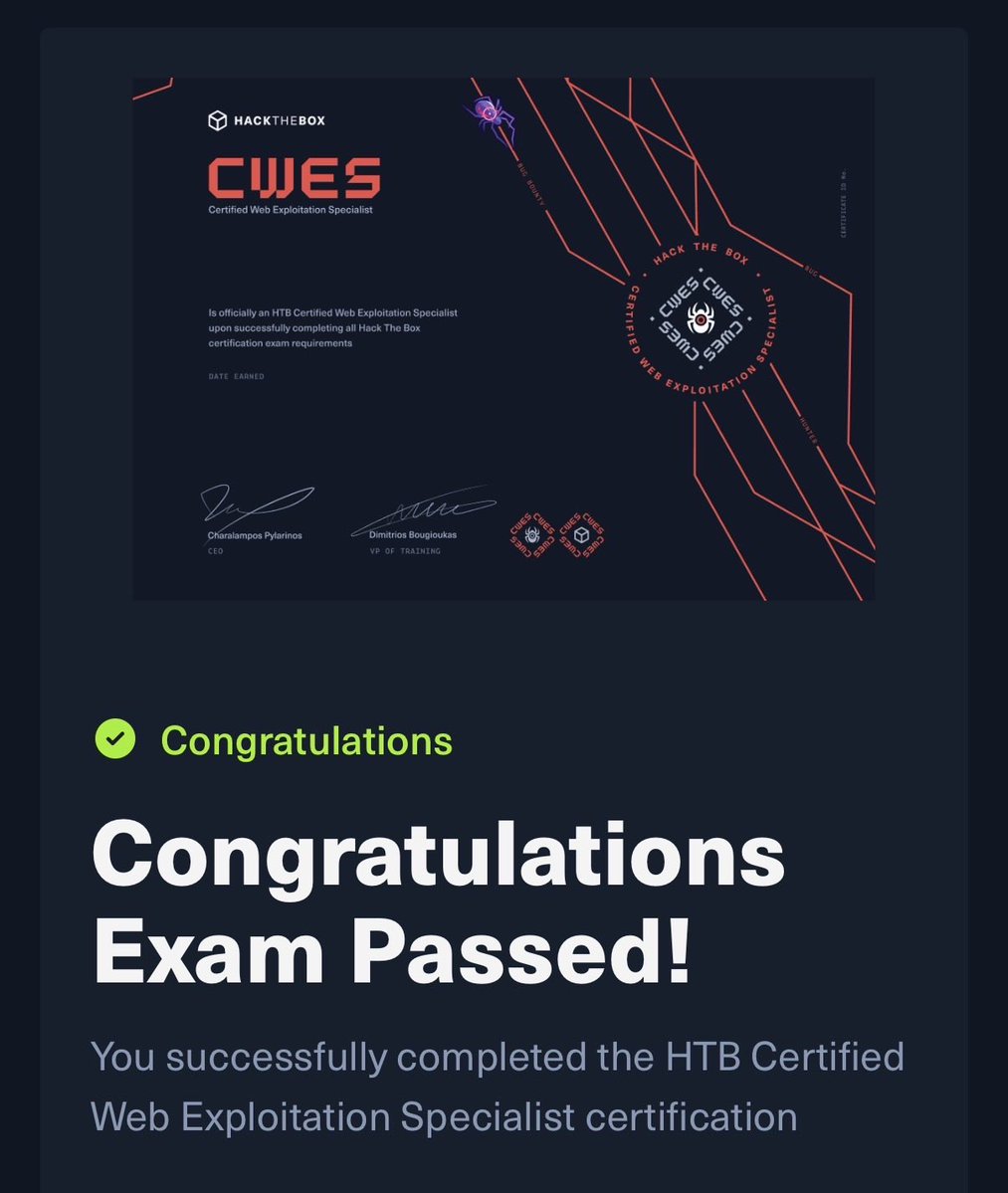 ak__717's tweet photo. Passed the HTB CWES! And I’m really glad the report got some positive feedback too. What a relief! https://t.co/6pRt0Q9IWo