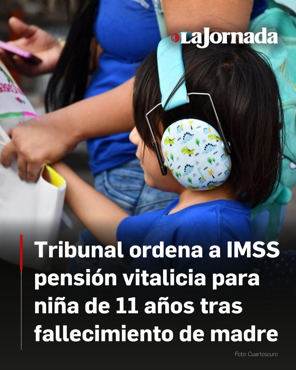 lajornadaonline's tweet photo. El Tercer Tribunal Laboral Federal de Asuntos Individuales en San Luis Potosí ordenó al Instituto Mexicano del Seguro Social (IMSS) otorgar una pensión vitalicia de orfandad a una niña de 11 años diagnosticada con espectro autista, tras el fallecimiento de su madre, quien laboraba en dicha institución.

La resolución judicial establece que el beneficio económico no se extinguirá cuando la menor alcance la mayoría de edad, contraiga matrimonio o ejerza la maternidad, con el objetivo de garantizar recursos permanentes para su desarrollo integral y vida digna.

Más información en: https://t.co/LObTddwofY