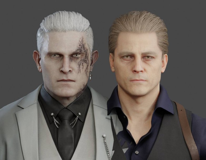 _Wesker_Kisser_'s tweet photo. I hired this Zeno and Wesker to stare at you https://t.co/pFh117iEho