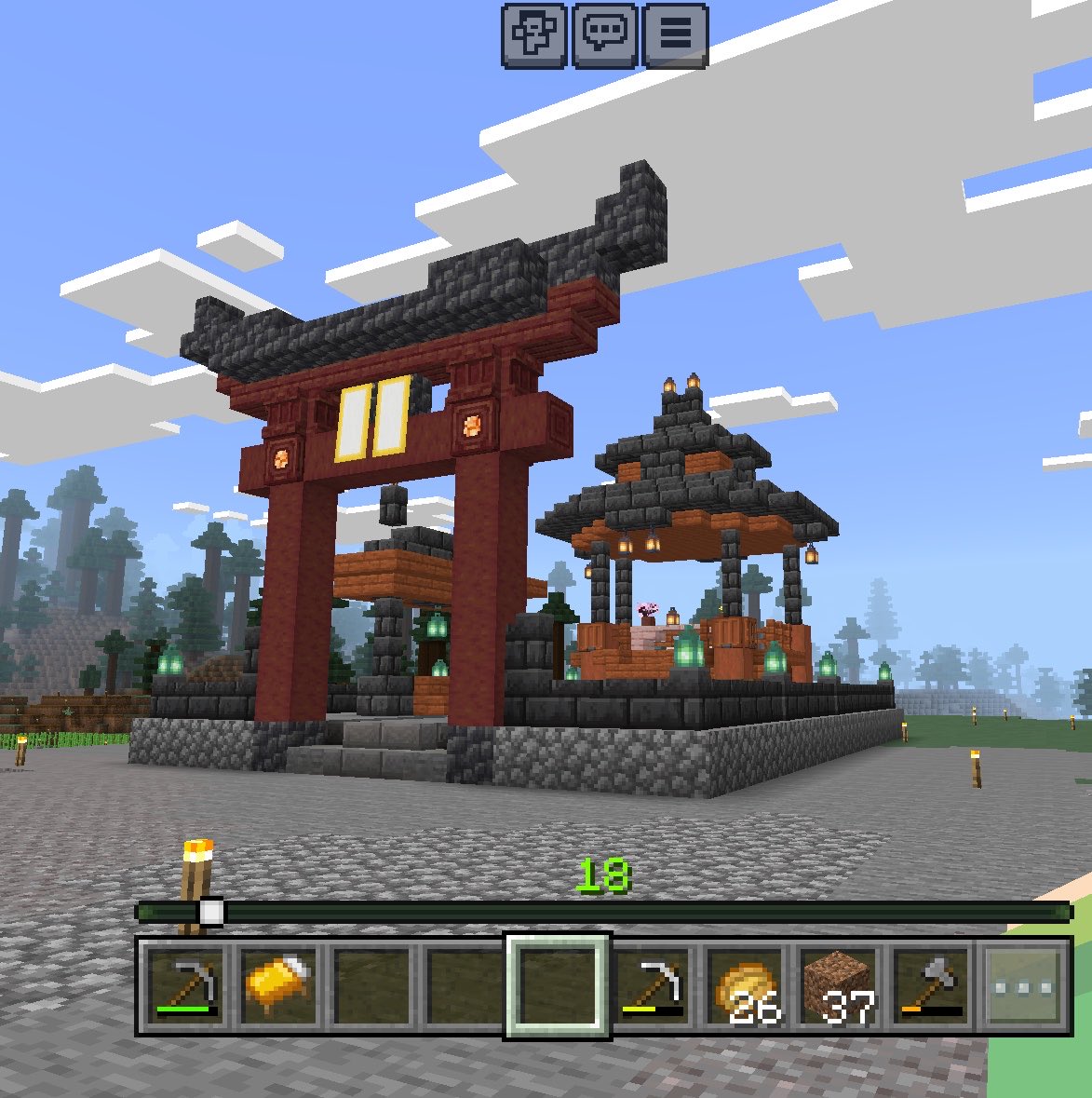 necochir's tweet photo. 簡易神社作って満足したあとに数ヶ月ぶりに軍団と荒野したけどやっぱり変な人達だった！
どこでも勝てた！どこでも任せて！

#minecraftㅤ https://t.co/wXC1xjBEgW
