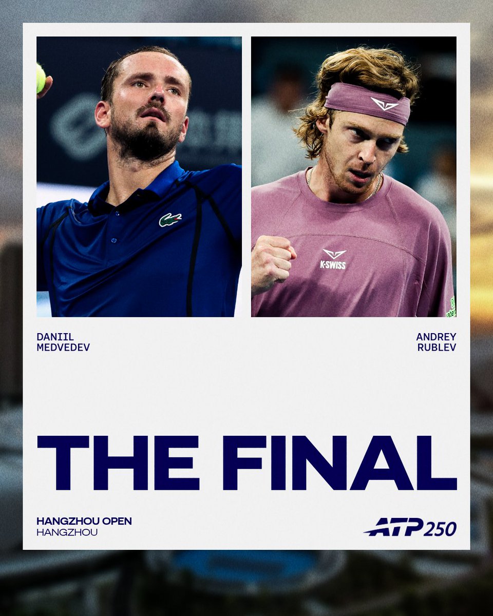 atptour's tweet photo. For all the marbles in Hangzhou.  

@DaniilMedwed 🏆 @AndreyRublev97 

@HangzhouOpen | #HangzhouOpen https://t.co/lFuomzIafY