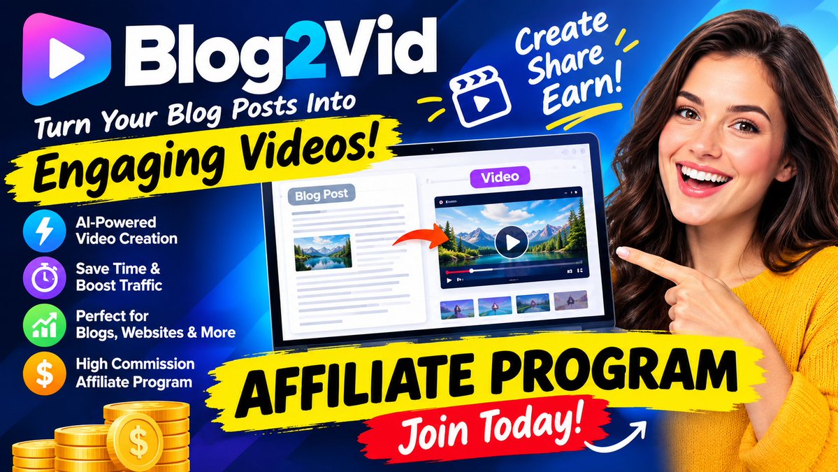thompson15236's tweet photo. Blog2Vid Review 2026: Turn Blog Posts Into YouTube Videos Automatically?
Read Details Here : https://t.co/dc7jXTPJFZ
#Blog2Vid #Blog2VidReview #AIVideo #AIVideoGenerator #AIContent #ContentCreation #ContentMarketing #VideoMarketing #YouTubeSEO #SEOTools #AffiliateMarketing https://t.co/JJO8eWARif